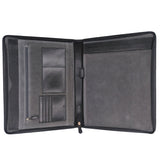 Black leather writing case with grey suede lining