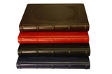 Italian Leather Journal with Embossed WIndow in red, navy, black and brown.
