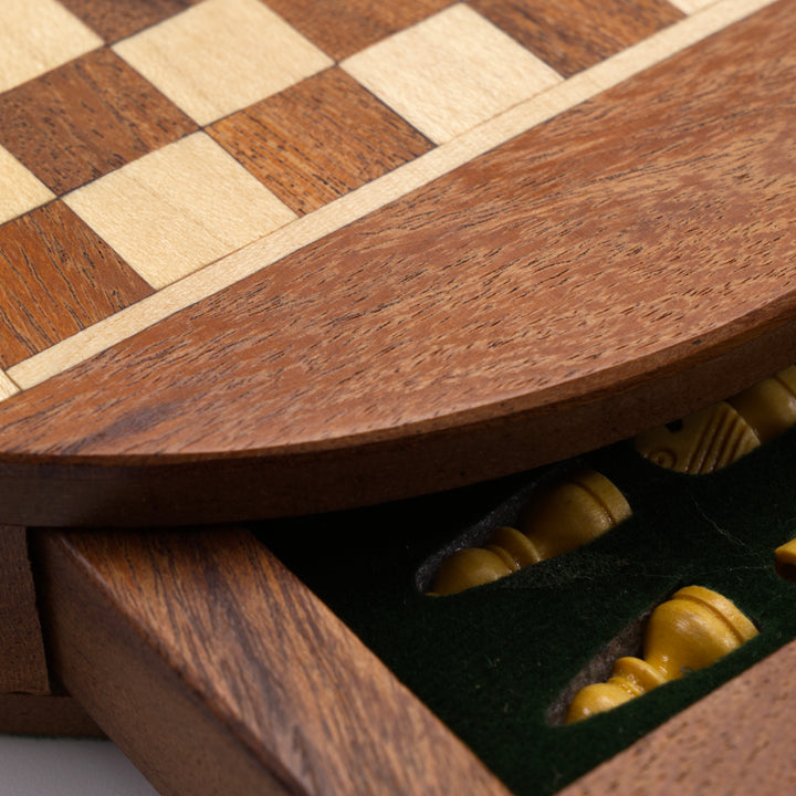 Small Round Wooden Chess Board
