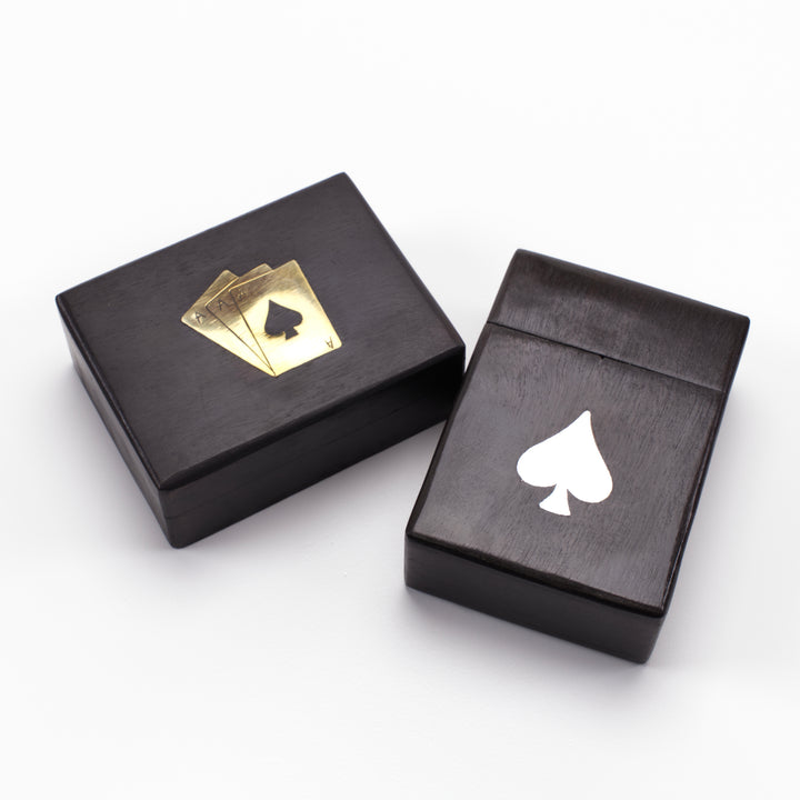 Inlaid Wooden Card Box and Deck