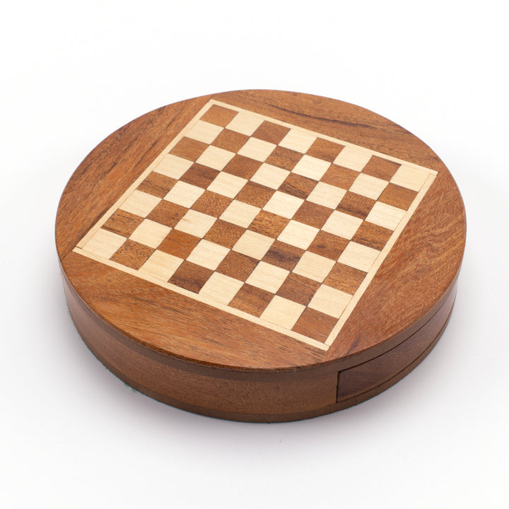 Small Round Wooden Chess Board