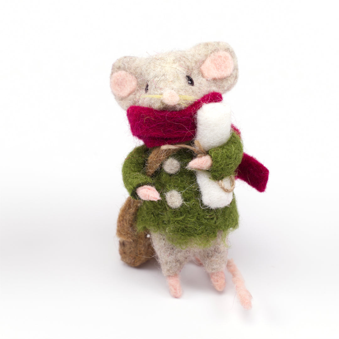 Felt Mice in Coat and Scarf