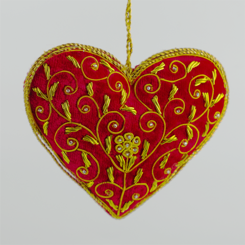 Velvet Heart Hanging Decoration