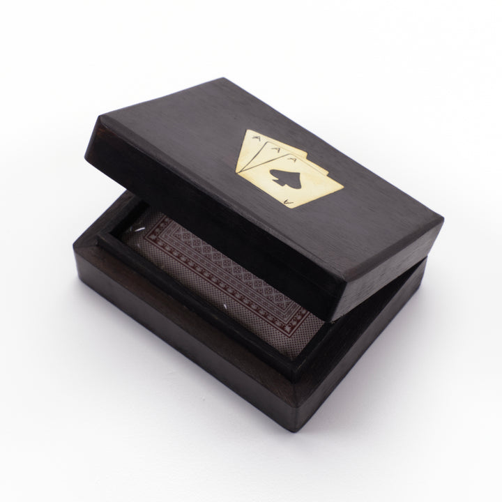 Inlaid Wooden Card Box and Deck