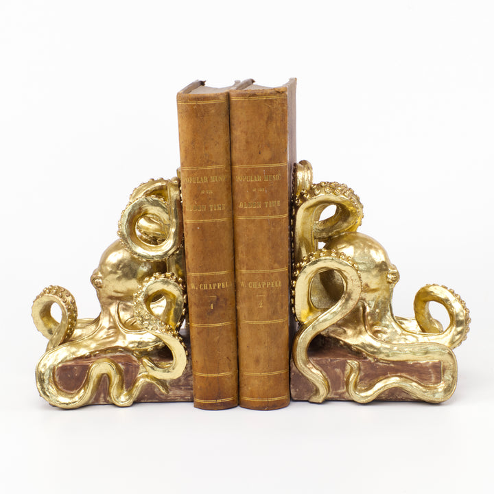 Golden Octopus Bookends