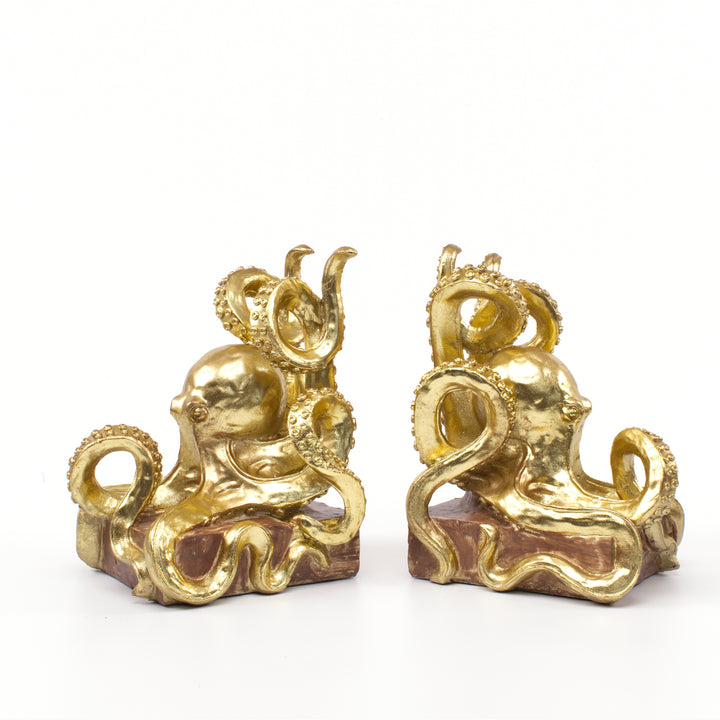 Golden Octopus Bookends