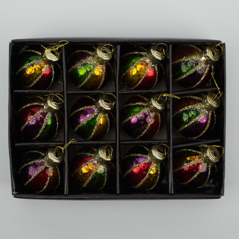 Small Sparkling Coloured Glass Baubles