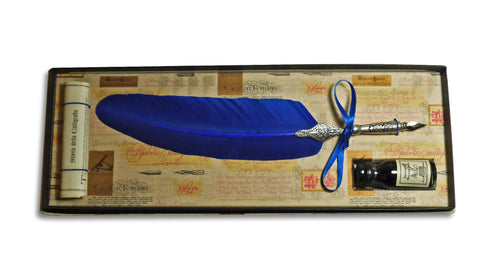Feather Quill and Ink Set - Blue