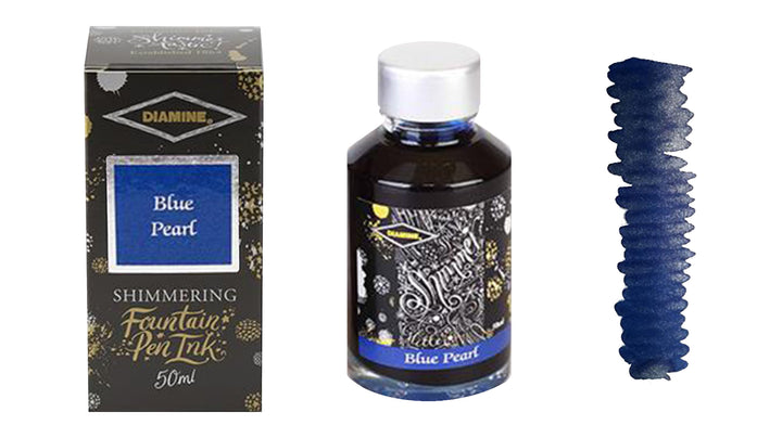 Diamine Shimmer Ink for Fountain Pens - Blue Pearl (Blue and Silver)