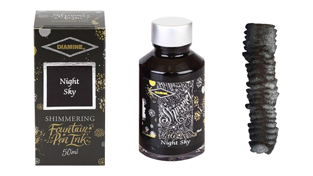 Diamine Shimmer Ink for Fountain Pens - Night Sky (Black and Silver)