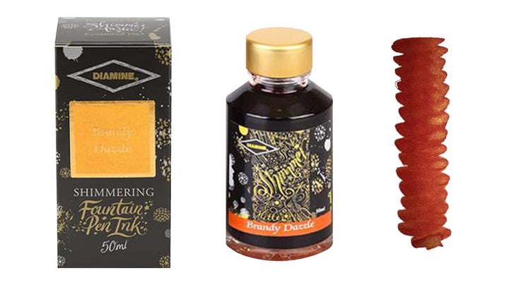Diamine Shimmer Ink for Fountain Pens - Brandy Dazzle (Yellow and Gold)
