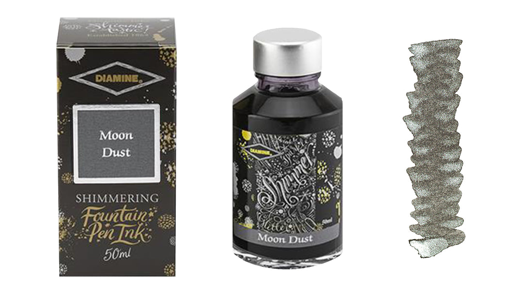Diamine Shimmer Ink for Fountain Pens - Moon Dust (Grey and Silver)