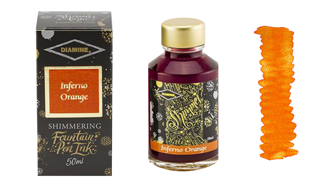 Diamine Shimmer Ink for Fountain Pens - Inferno Orange (Orange and Gold)