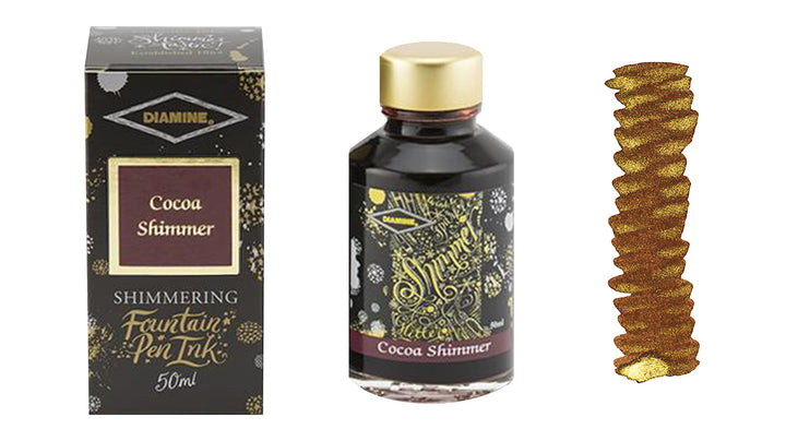 Diamine Shimmer Ink for Fountain Pens - Cocoa Shimmer (Brown and Gold)