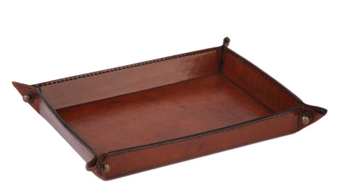 Studded Leather Night Tray - Tan