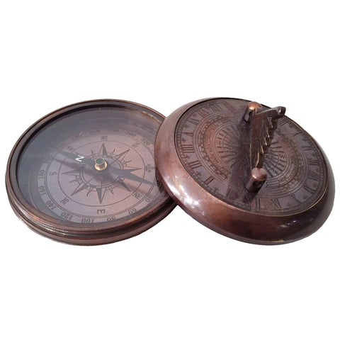 Large Bronzed Sundial Compass