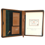 Tan leather writing case with green suede lining