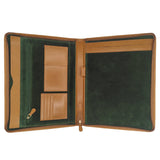 Tan leather writing case with green suede lining