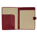 Leather Writing Folder - red leather with cream suede lining
