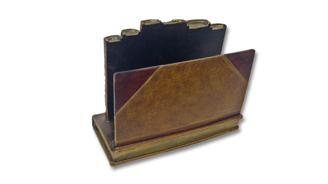 Faux Book Letter Rack - Tan, rear