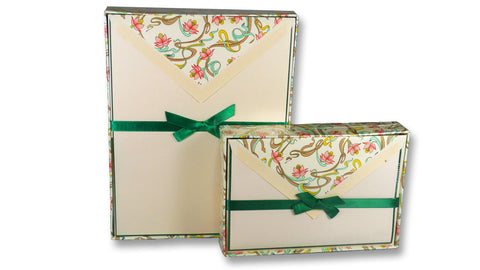 Bordered Writing Paper with Art Nouveau Floral Envelopes