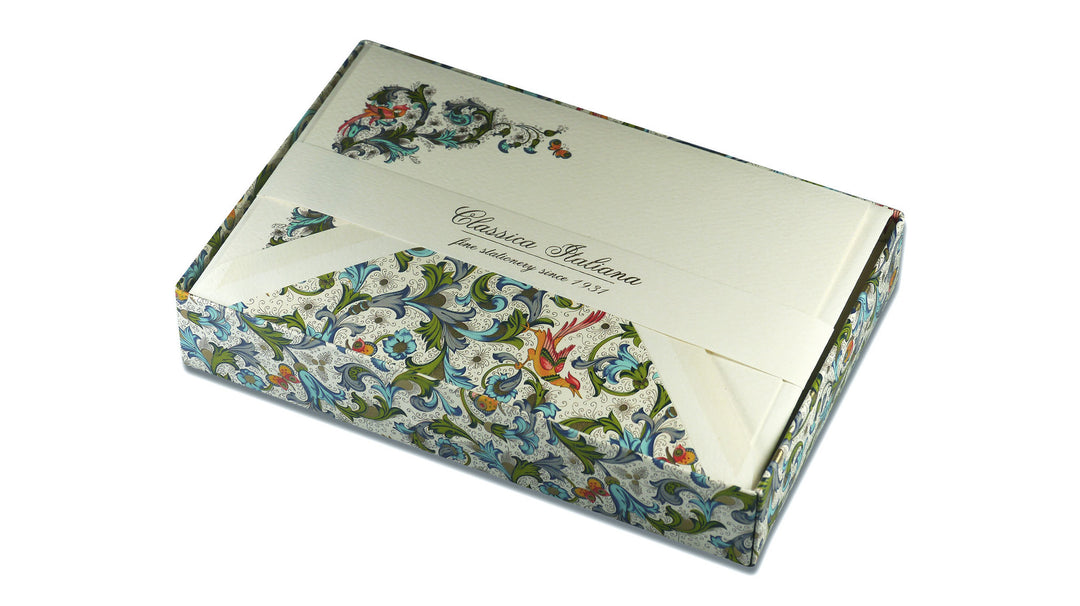 Florentine Writing Paper - Blue Florentine, Folded Notelets