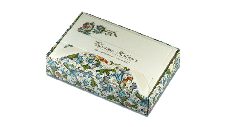 Florentine Writing Paper - Blue Florentine, Mini Flat Notelets