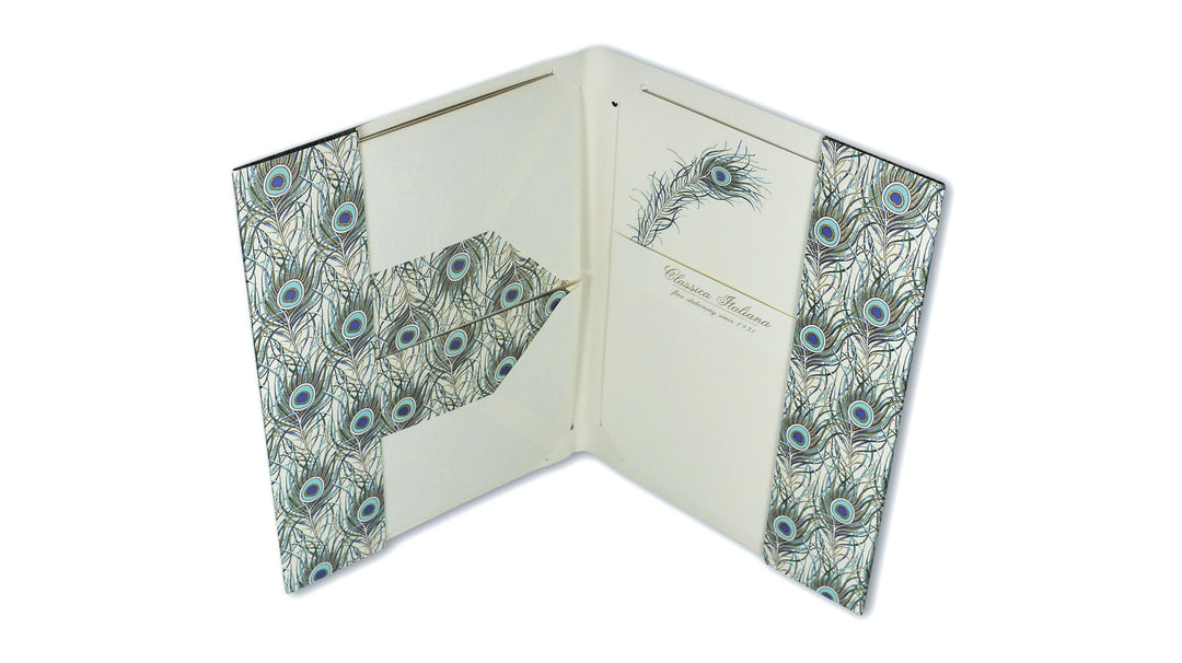 Peacock Feather Writing Paper - A5 paper wallet