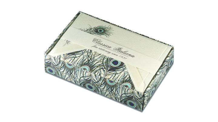 Peacock Feather Writing Paper - mini flat notelets