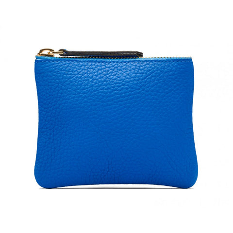 Small Blue Leather Pouch - Zipped