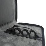 Black Leather Zipped Triple Pen Case - Close up of black pen loops and grey suede interior