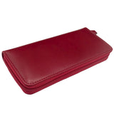 Red Leather Zipped Pen Case - closed